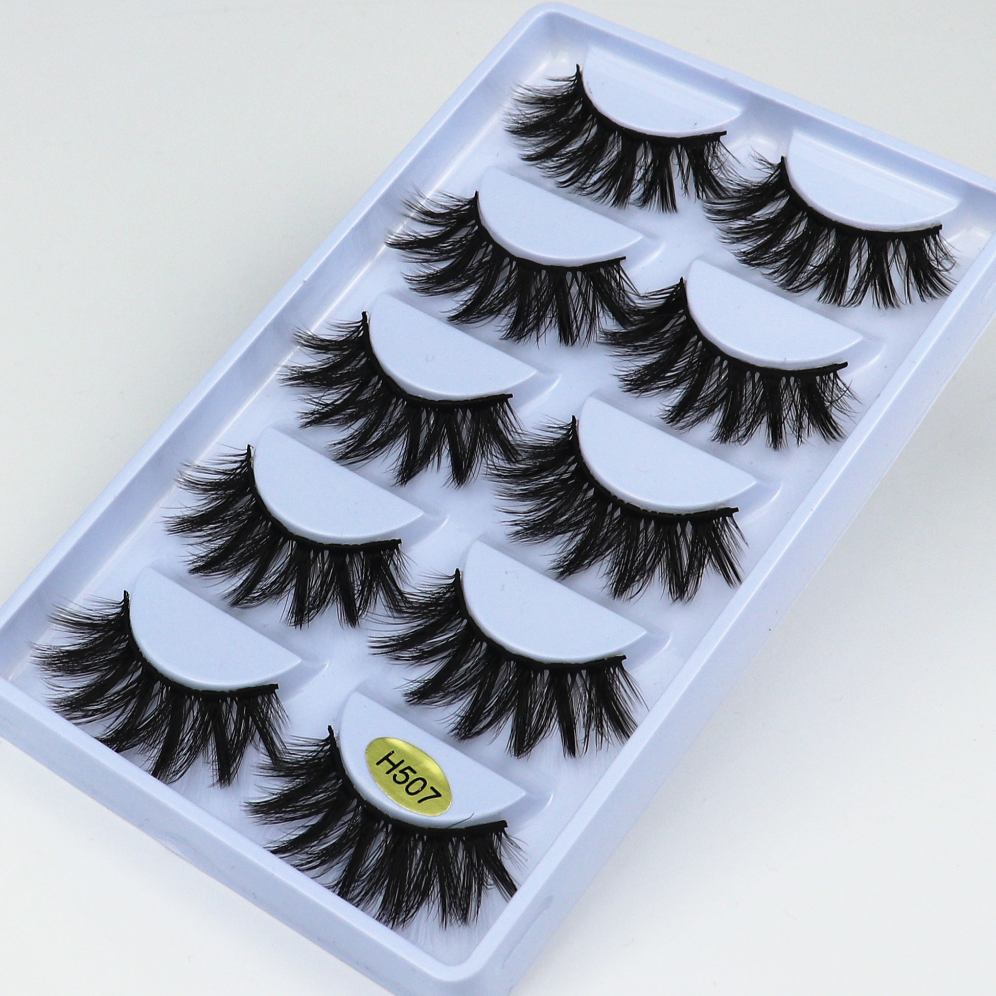MIOFIA 3D ciglia finte in visone 20mm ciglia finte naturali 5 paia faux cils pack ciglia trucco estensione ciglia in seta maquiagem: H507