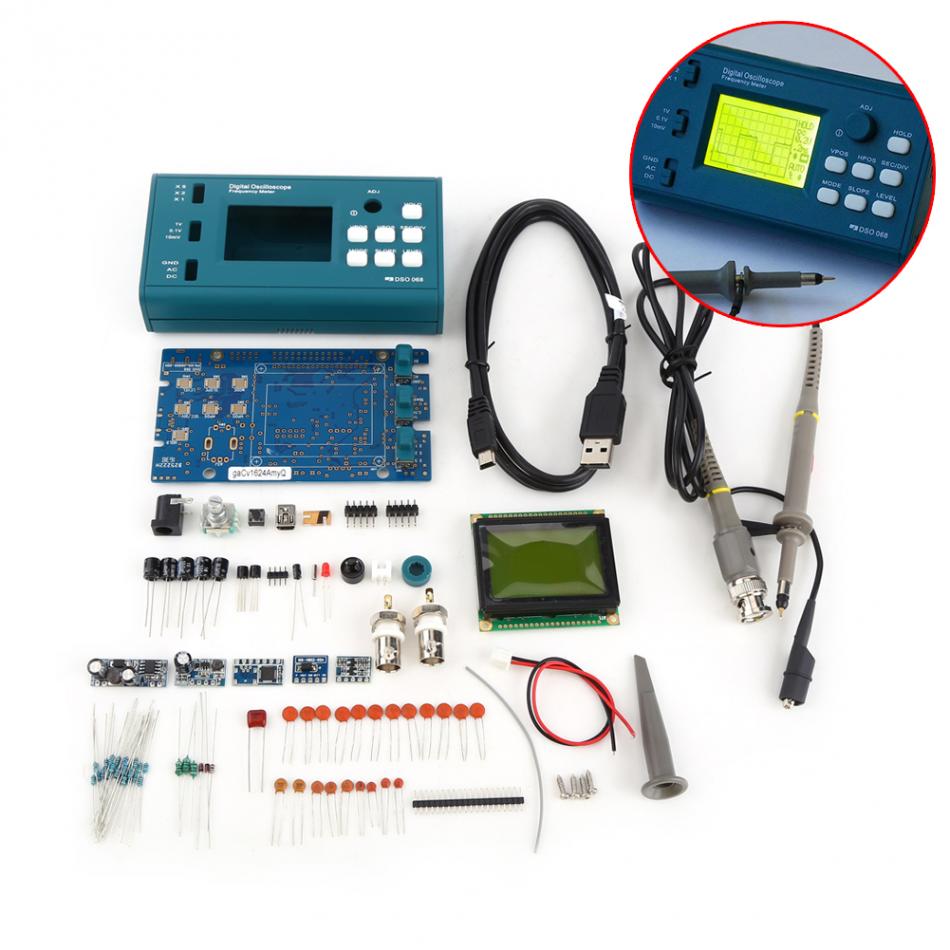 DIY Kit Disassembled Parts with LCD 20MHz Probe Teaching Set Oscilloscope Digital Storage Oscilloscope