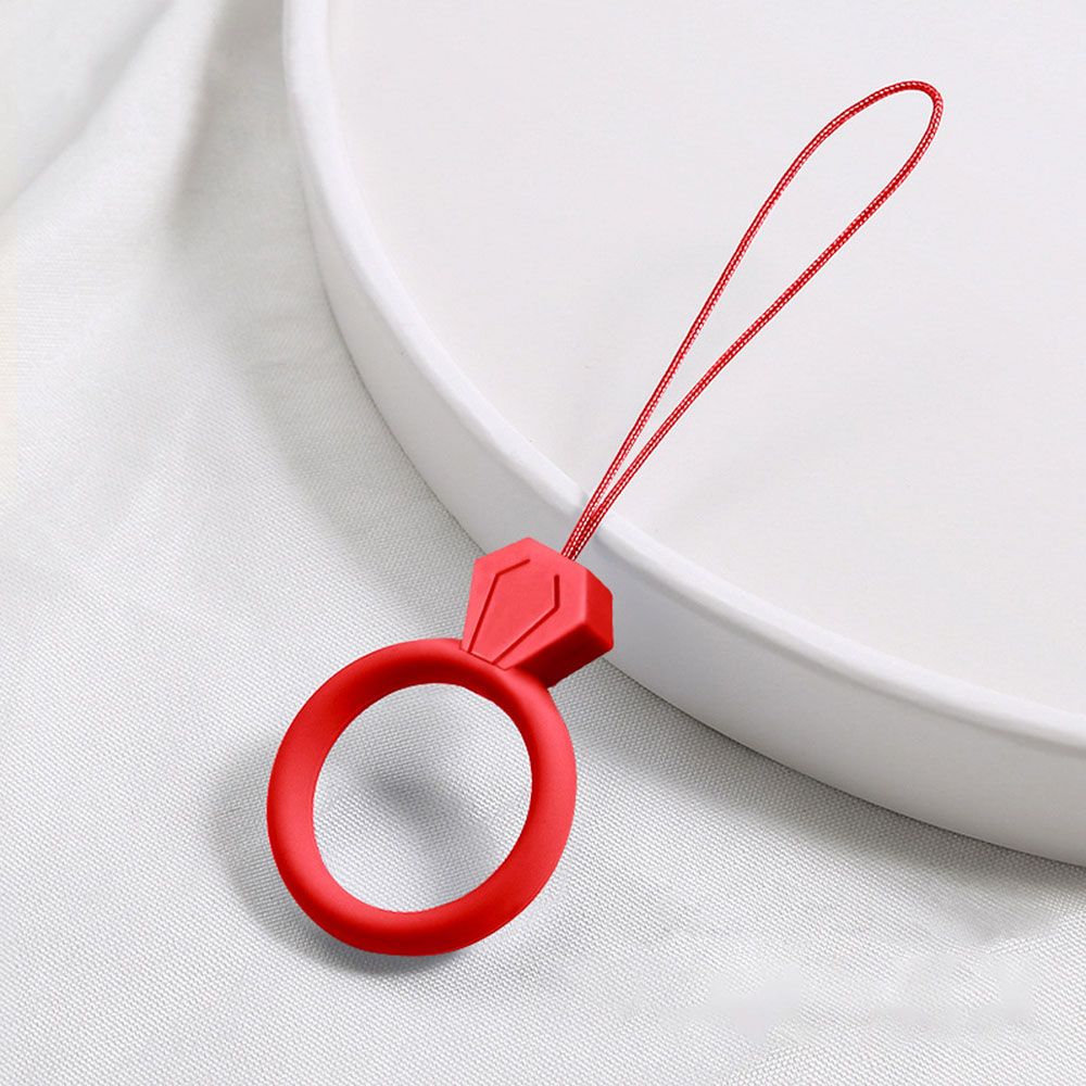 Universal Shatter-resistant Anti-lost Pendant Ring Strap Silicone Ring Mobile Phone Lanyard Keys Phones Strap: red