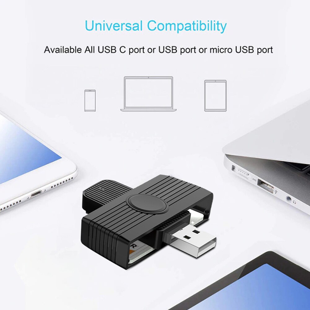 Cr318 usb 2.0 smartcard-lesegerät für bankkarten, sim-karten, cac-kartenleser, anschlussadapter, usb für windows- 7/8/10/ mac-os-computer