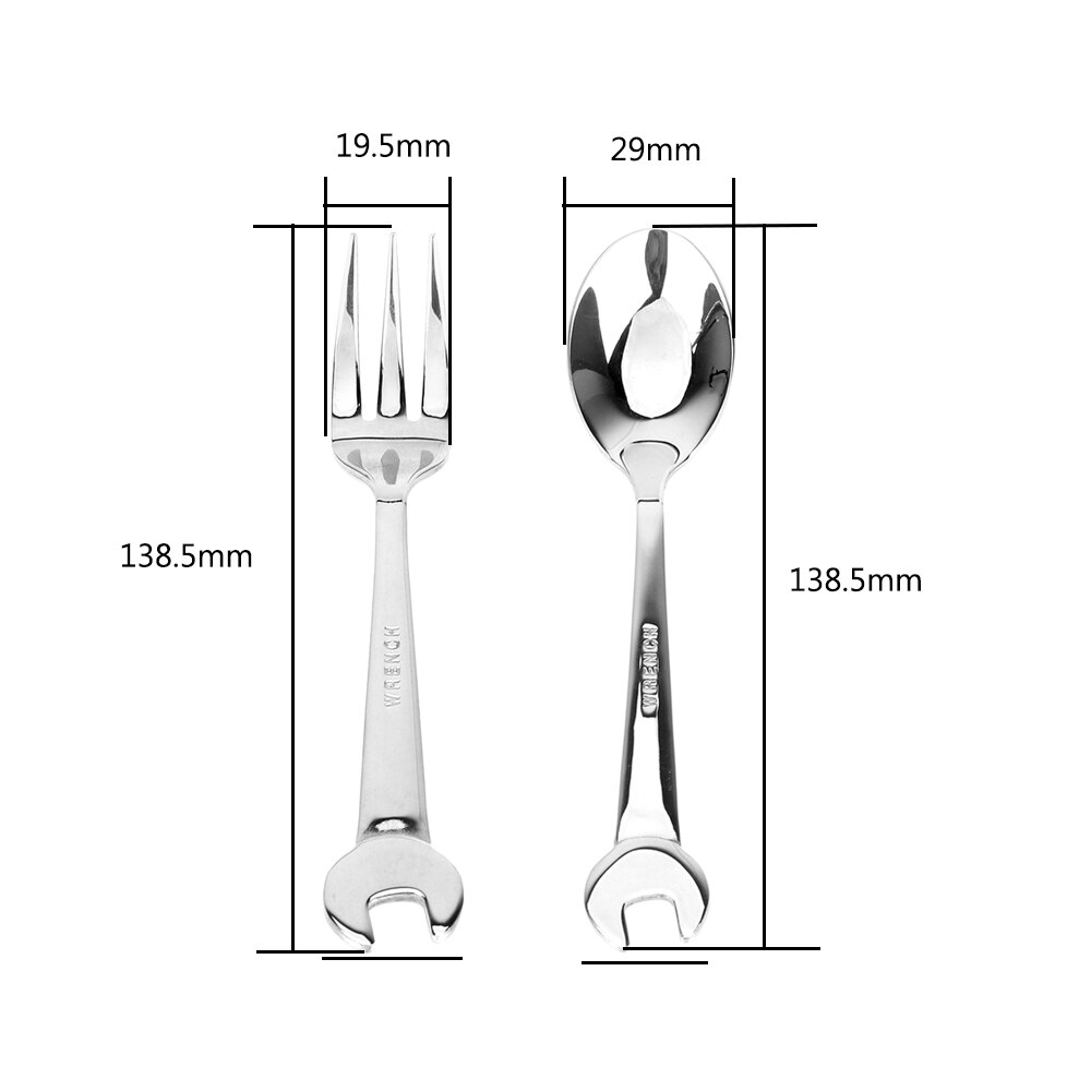 NICEYARD Rvs Wrench Shape Spanner Lepel Vork Servies Servies Keuken Gereedschap