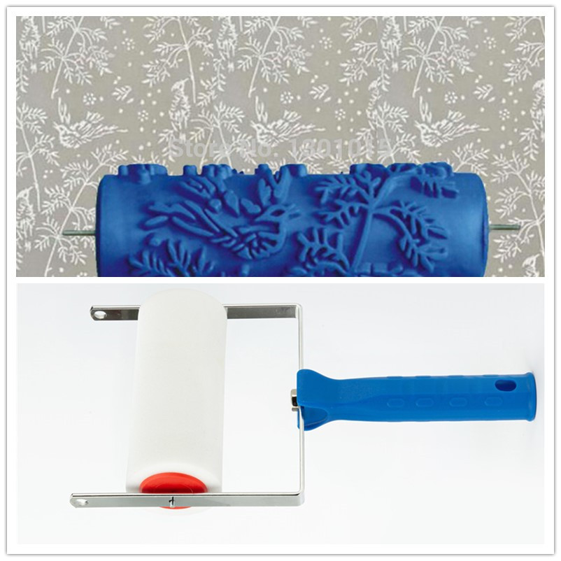 Rodillos estampados para pared de 5 pulgadas, herramientas de decoración, juego de cepillo de rodillo de goma de 5 pulgadas, patrón 3D, papel tapiz, máquina de pintura para decoración de habitación