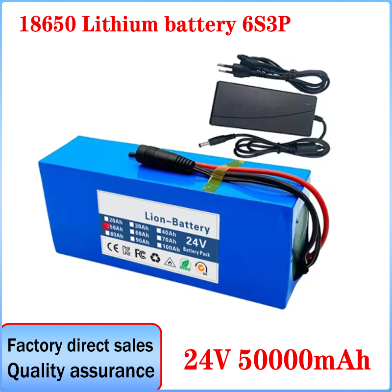 24v 6 s 3p 18650 batteria al litio 24v 50000 mah elettrica della bicicletta ciclomotore/elettrico/agli ioni di litio batteria