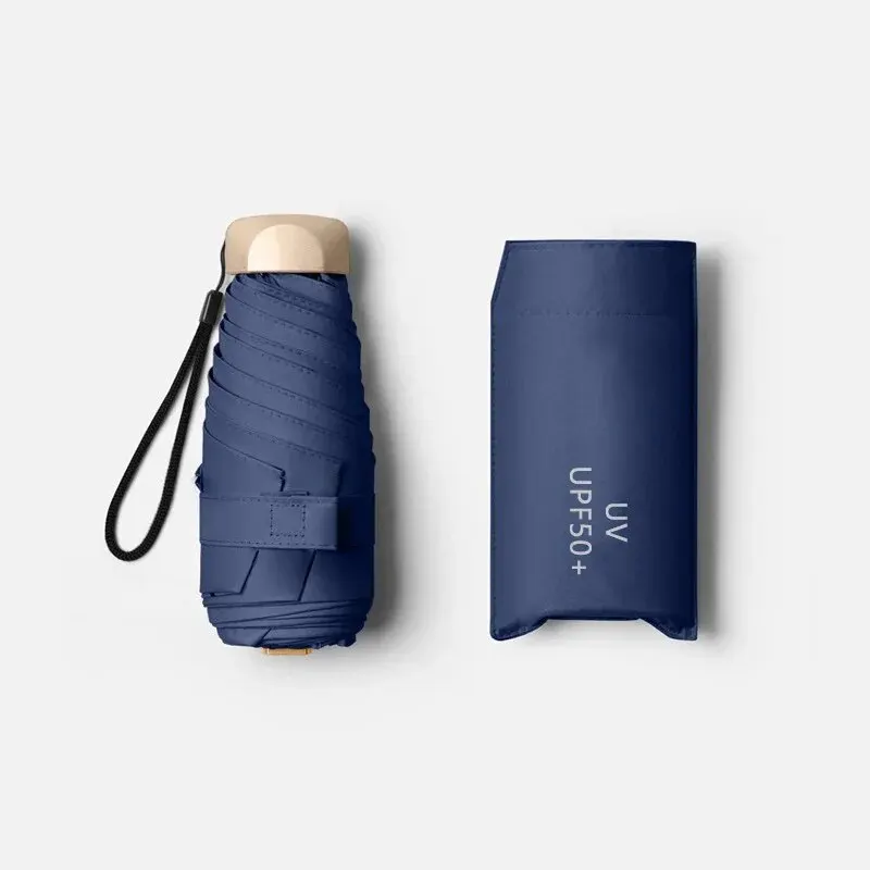 Mini-Sonnenschirm, Tasche, Regenschirm, Vinyl, faltbar, UV-Schutz, UV-Schutz, Sonnenschutz, Taschen-Sonnenschirm, Kapsel: Blau