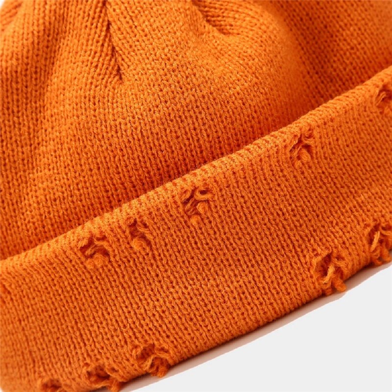 Melon kasket retro hul uld strikning enkel stil ensfarvet hip hop street tøj tilbehør