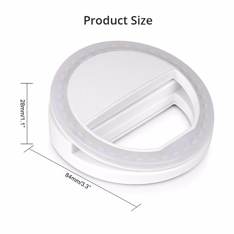 Makeup spejl til telefon selfie ring lys med 36 led lamper bærbar multifunktion telefon lys med tre lysstyrke niveauer