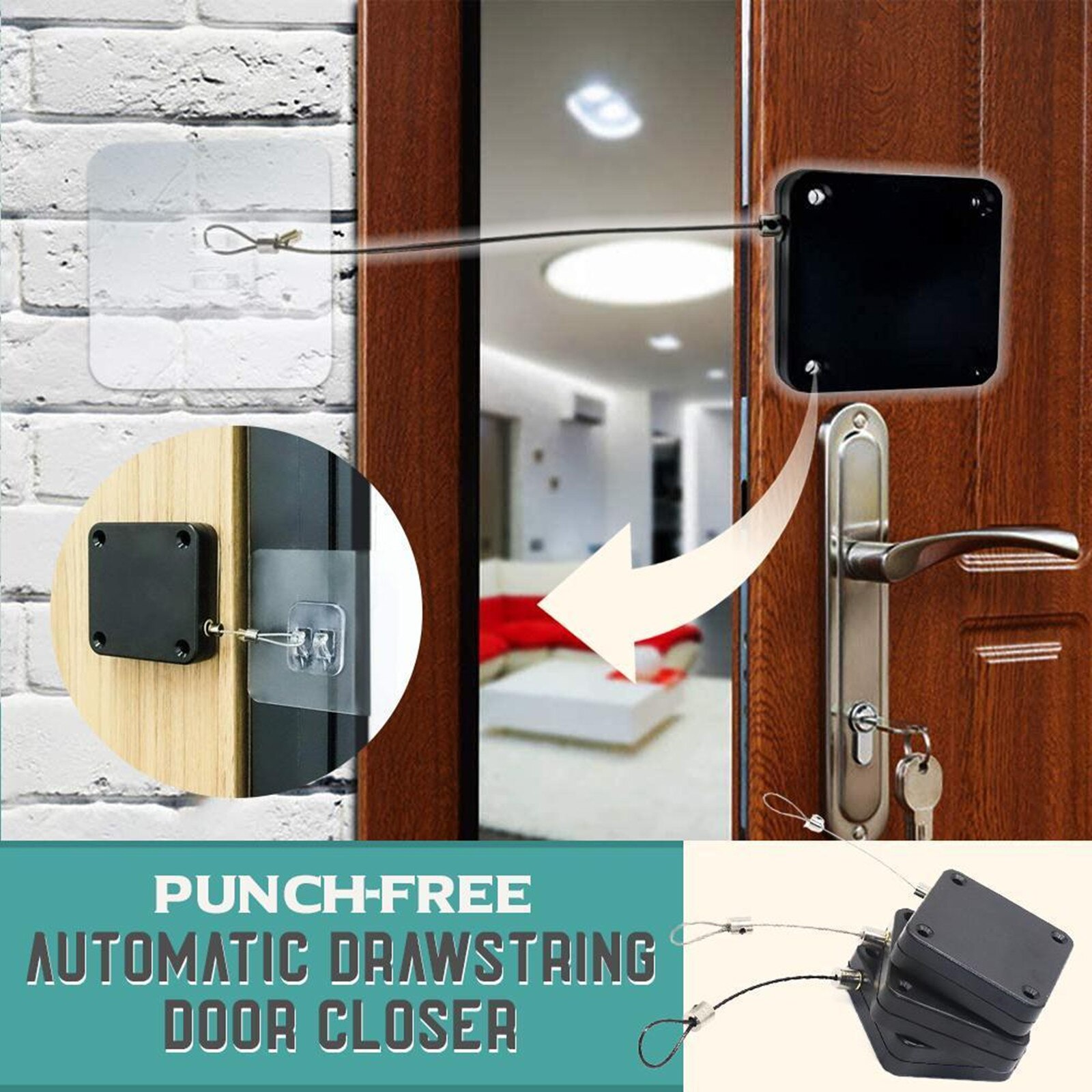 Multifunctional Automatic Door Closer 800g Pull Automatic Door Closer Automatic Sensor Door Closer Easy To Install For Kitchen