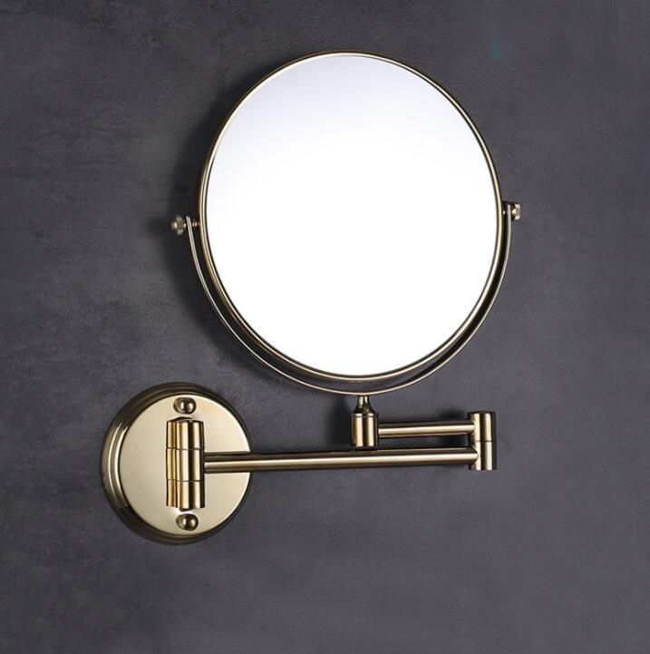 Miroir télescopique pour toilettes, miroir de salle de bain, cosmétique, miroir rotatif pliant, double face, suspension murale grossissante