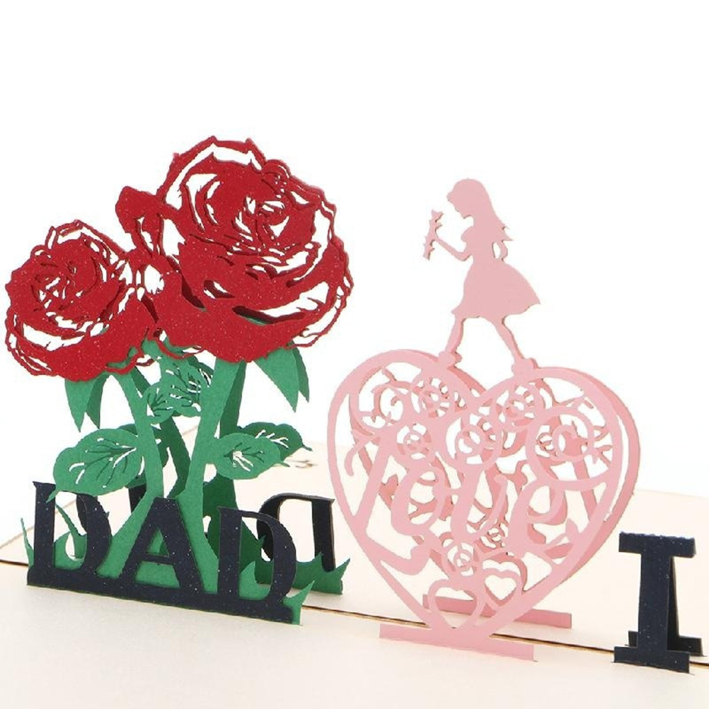 1 tarjeta de felicitación creativa del Día del Padre 3D Pop Up I Love Dad hecha a mano mejor deseo Kirigami manualidades de papel para tarjetas para