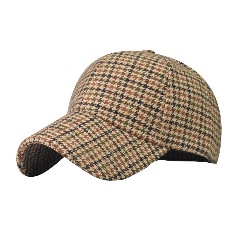 Frühlings-baseballkappe für damen und herren, sommer-sonnenhut aus filz mit hahnentrittmuster, trucker-snapback-kappe, lässige studentenkappe: Orange