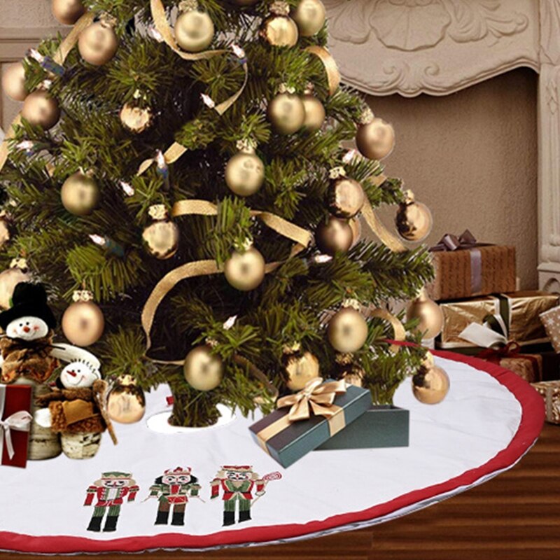 48 pouces arbre de noël jupe toile de jute noyer soldat ornement tapis de sol couverture de noël nouvel an fête décoration