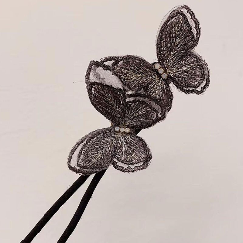Butterfly Hair Bun Maker Butterfly Hairpin Heandband Fashionable for Women Girls: Brown