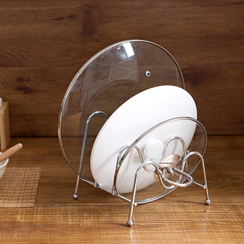 Kitchen Organizer Pot Lid Rack Iron Metal Spoon Holder Pot Lid Shelf Cooking Dish Rack Pan Cover Stand Kitchen Accessories