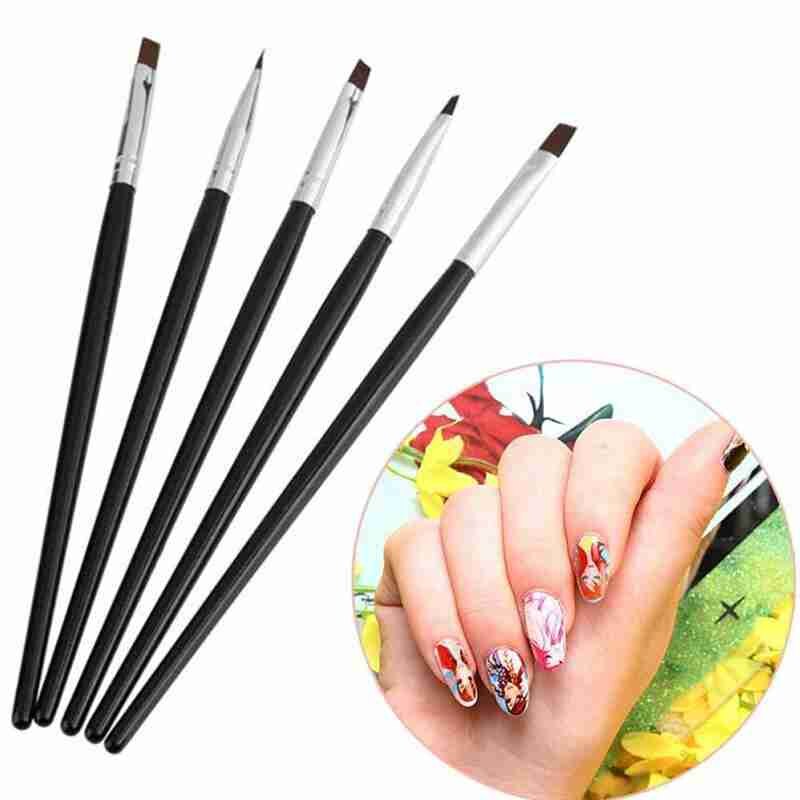 5 Stks/set Professionele Pinceau Nail Art Borstel Smudge Puntjes Detailing Pen Nail Penselen Voor Manicure Nagels Accessoires Tool
