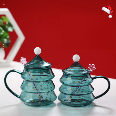 300ML Double Layered Anti Scald Glass Christmas Tree Starry Sky Coffee Mug Thermal Insulation Milk Cup: 1