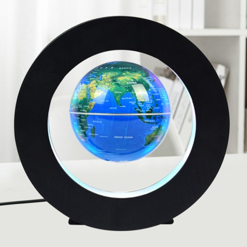 Floating Globe Globe World Map Magnetic Levitation Globe C-Frame LED English Blue Globe For Kids US Plug