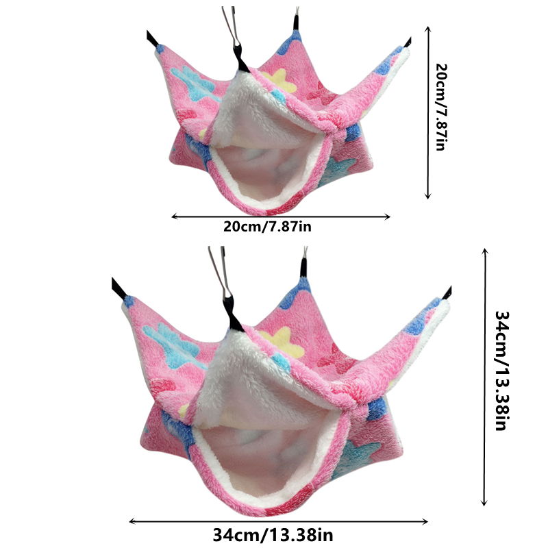 Gabbia per criceti a doppio strato Amaca per dormire Stampa Guinea maiale Vestiti Letto Amaca per roditori Gabbia per cincillà Piccola casa