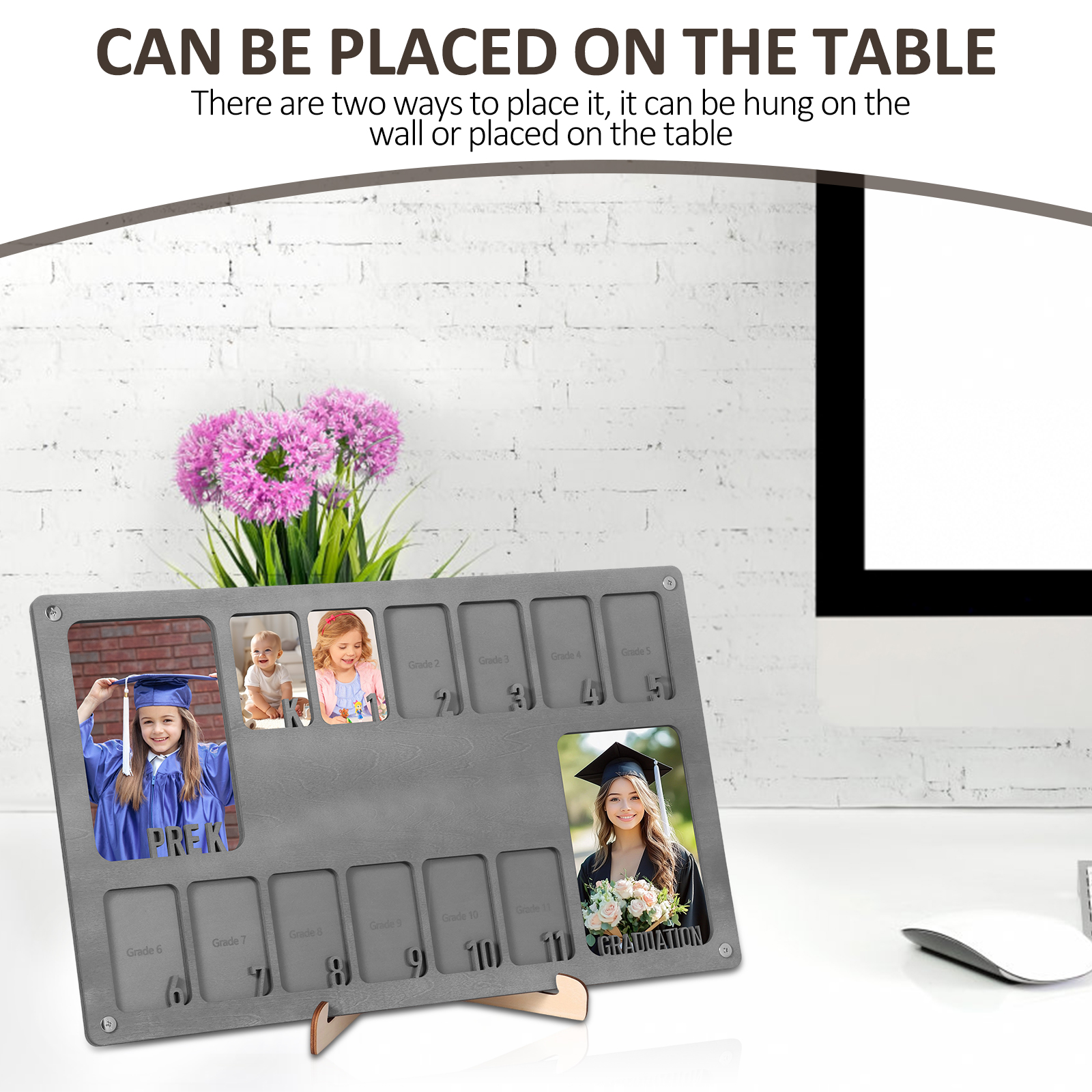 Marco de fotos escolar de madera para colgar en la pared, marco de fotos de años escolares, recuerdo de graduación Ideal, estudiantes, profesores y padres