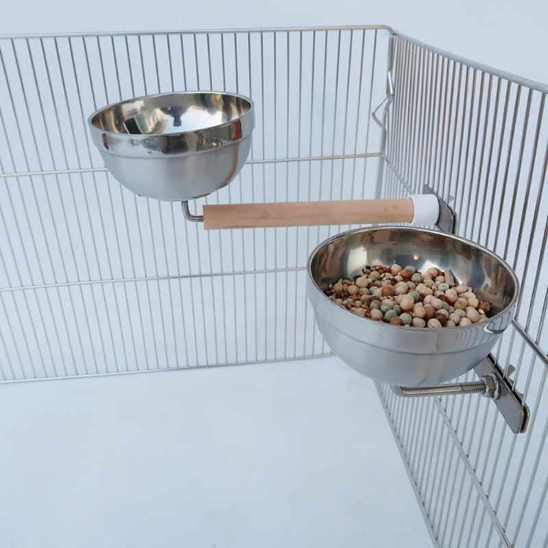 Rvs Vogel Papegaai Feeder Voerbak Vogels Kooi Voedsel Kom Container Vogel Voeden Levert C42