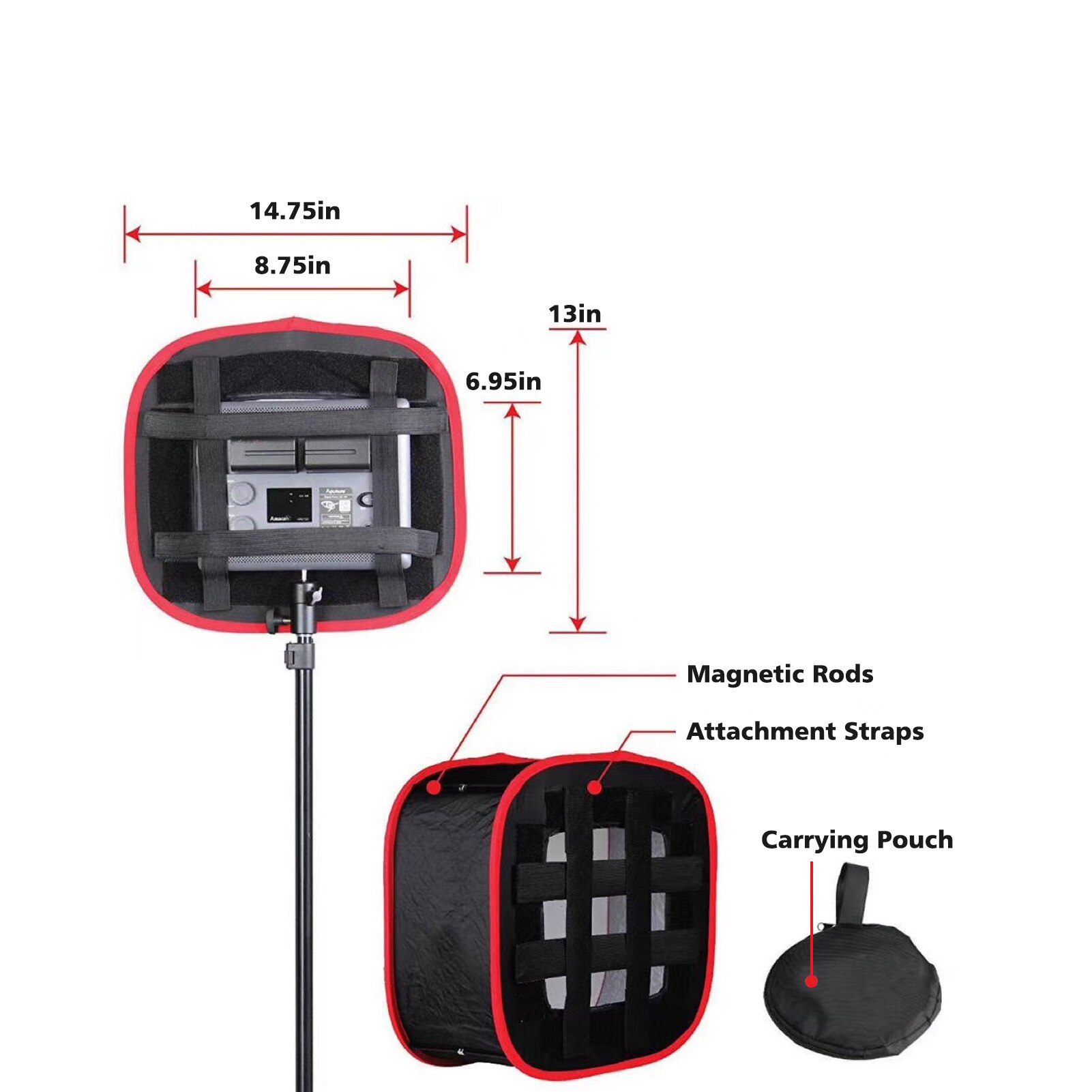 Portable Folding Lightbox Collapsible Square Softbox Diffuser Softboxes with Straps for LED Light Panel Photography Softbox