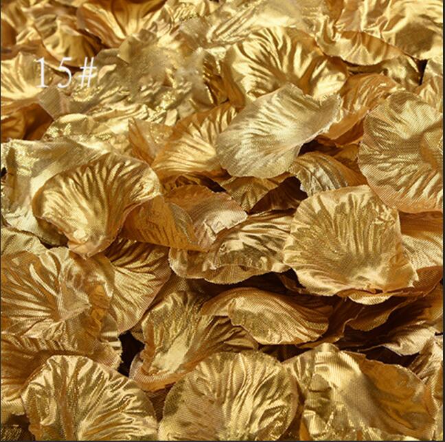 Pétalos de rosa de plata/oro 1000 unidades/lote, pétalos de rosa artificiales para decoración para de boda, pétalos de rosa para boda RS03: Dorado