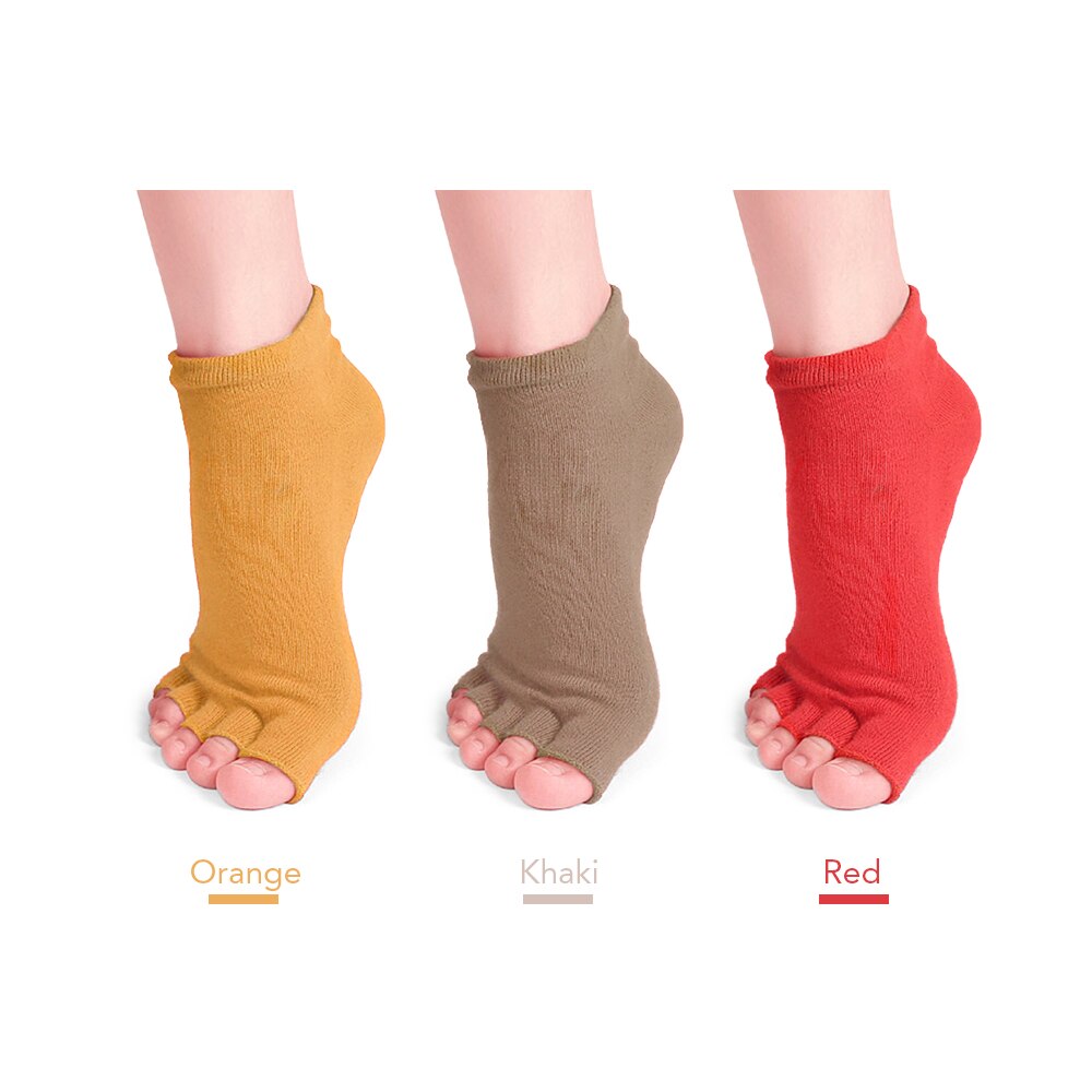 3 pairs Yoga Socks Non-Slip Open Toe Cotton Yoga Socks with Grips for Women Pilates Ballet Dance Workout Sports Socks
