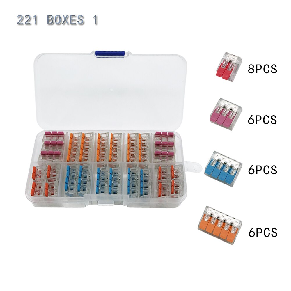 wire connector set box universal compact terminal block lighting wire connector for 3 room hybrid quick connector: 221 Boxes 1