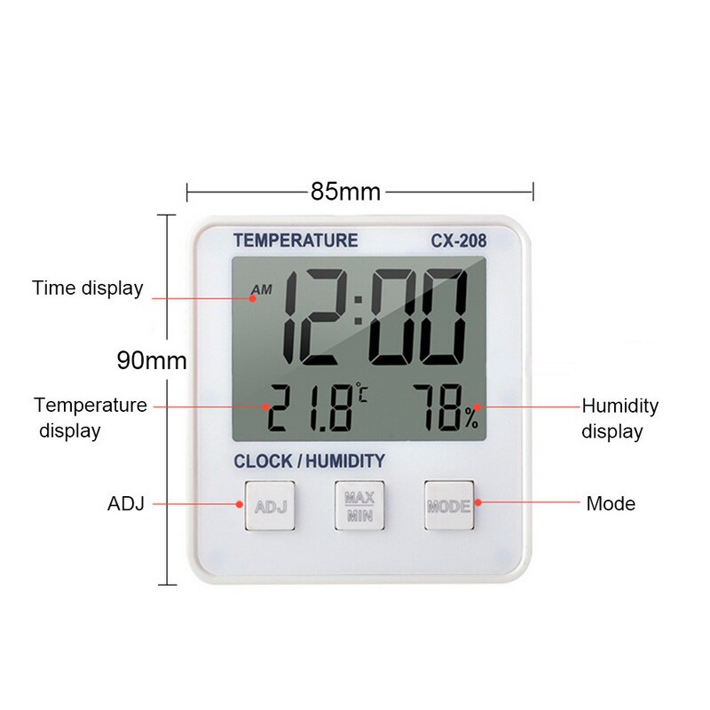 Indoor Outdoor Digital Wireless Thermometer Hygrometer With Clock LCD Display Temperature Humidity Meter