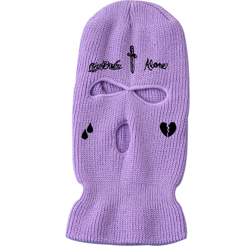 Gorro de pasamontañas con cara completa de punto para hombre y mujer, gorro de pasamontañas con bordado divertido para , gorros para montar, invierno,: 8