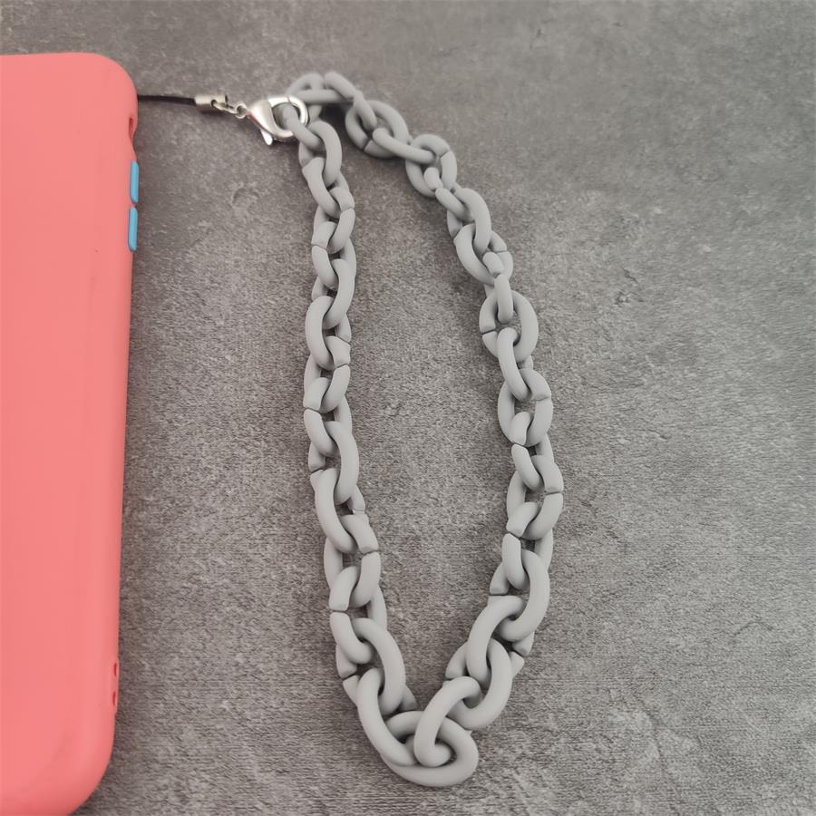 Modny łańcuszek do telefonu pasek fluorescencyjny jednokolorowy smycz naszyjnik łańcuszek kolorowy akrylowy gumowy smycz na telefon komórkowy: light grey