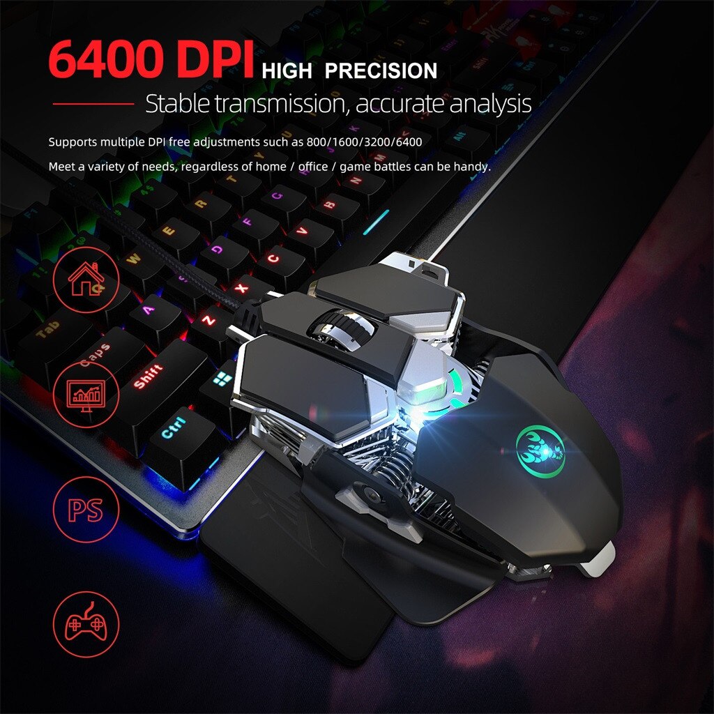 6400Dpi Pro Gaming Mechanische Muis Usb Computer Muis Gamer Professionele Usb Optische Muizen Ergonomische Bedrade Mause Voor Pc Laptop