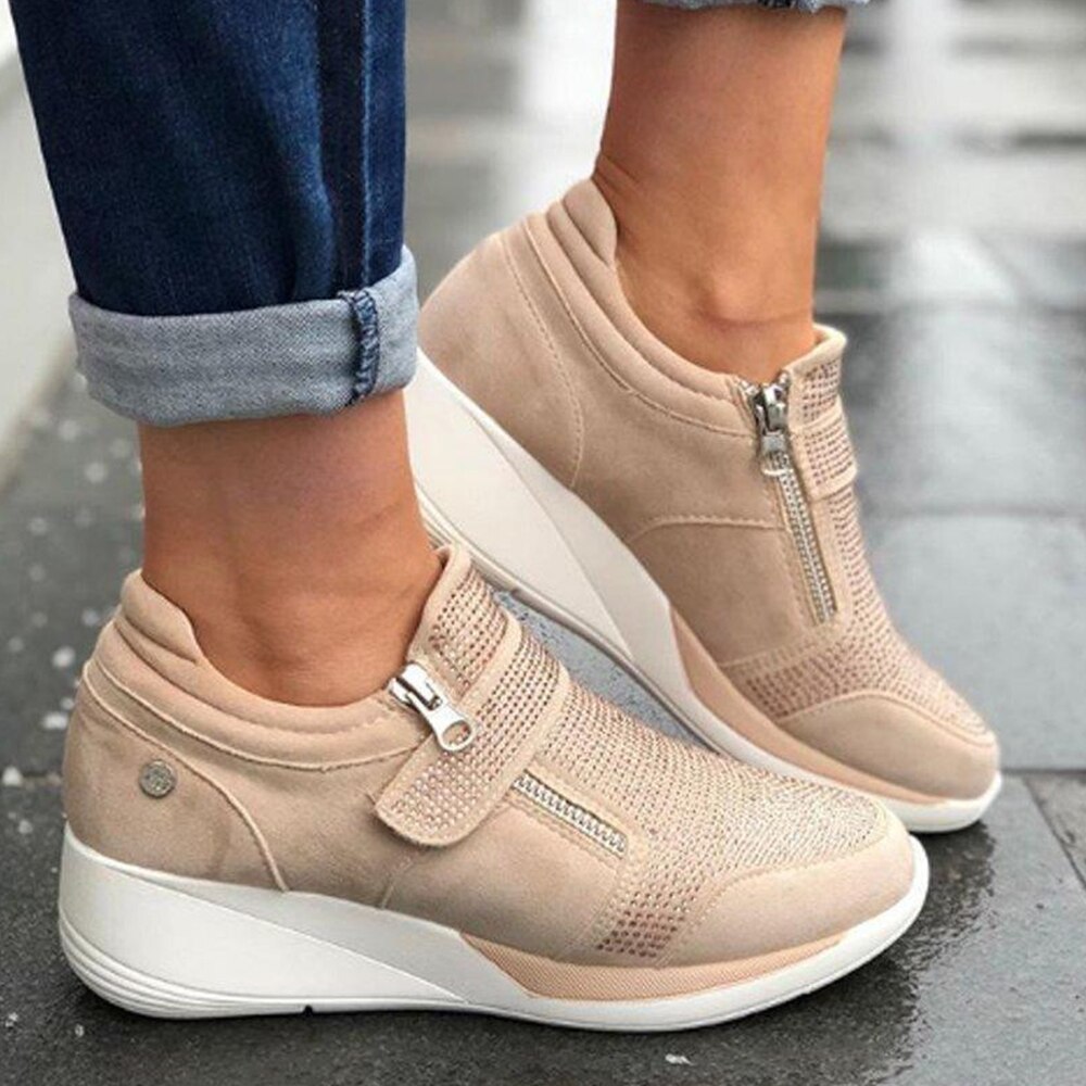 Loozykit directe femmes chaussures plates respirant sport décontracté couleur Pure plate-forme chaussure Sneaker