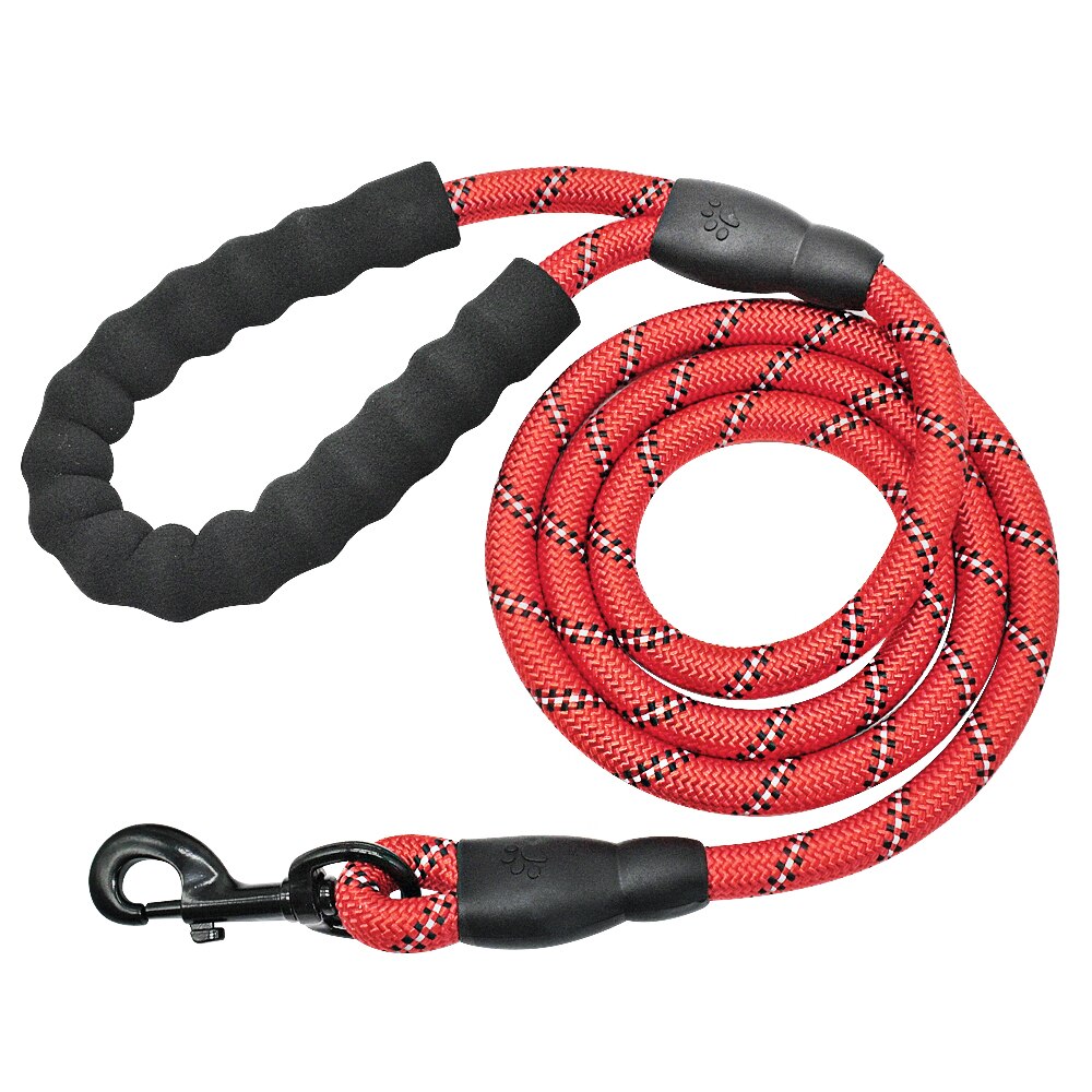 Correa reflectante grande para perro, cuerda de nailon para mascotas, correas de seguimiento, correa de escalada larga para perros de plomo para perro mediano, perro grande imponente: Rojo