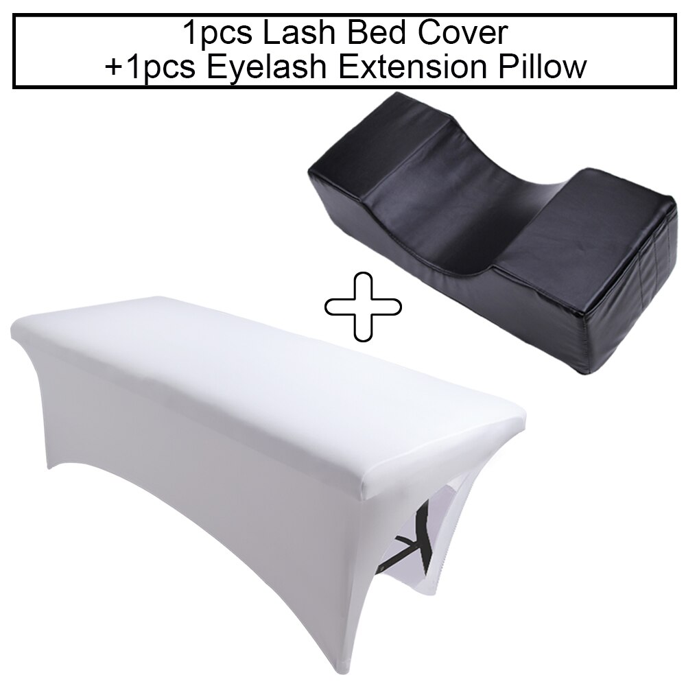 Lash Bed Eyelash Couch Cover Sheet Pillow For Extension Makeup Salon Bed Grafting Eyelashes Lash Extension Supplies: PU Set 3