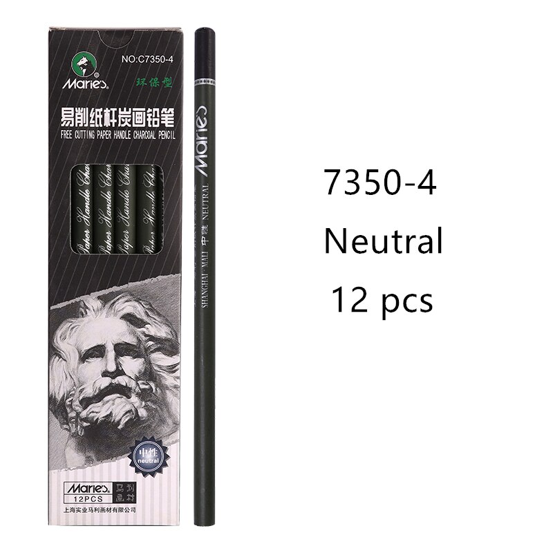 Handel-lápiz de carbón vegetal de fácil corte para estudiantes, 3 uds., suave/súper suave/Neutral, papelería, suministro lápices de arte escolar: 12 pcs Neutral