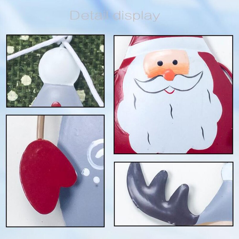Mooie Geschilderd Ijzeren Sneeuwpop Elanden Kerstman Opknoping Hanger Xmas Kerstboom Toppers Ornamenten Home Decoratie