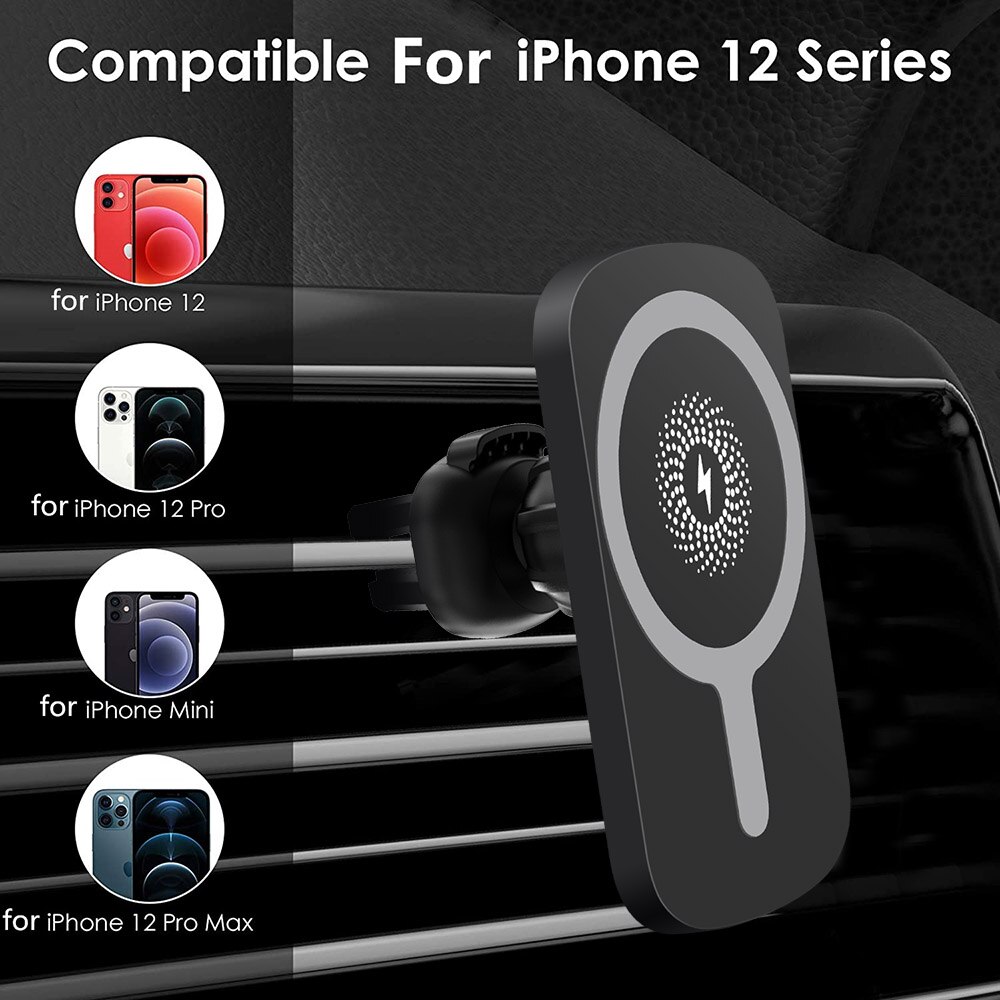 FDGAO 15W Magnetic Wireless Car Charger - For iPhone 12 Series - Air Vent Mount - Qi Fast Charging Stand