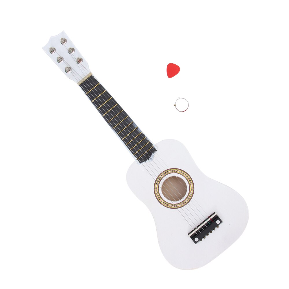 21inch Acoustic Guitar Mini Guitar Musical Instrument Wooden Craft for Beginner Children (Beige): White