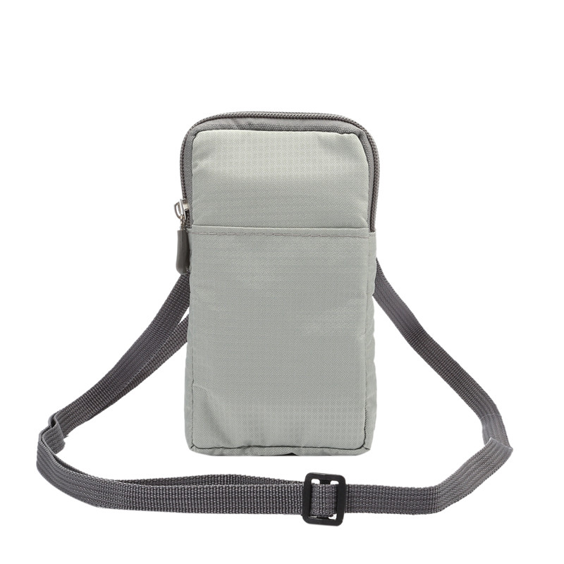 Yiang nylon universel tegnebog mobiltelefon taske 6.0 tommer mini cross body skuldertasker taske bærbar taske til iphone / samsung: Lysegrå