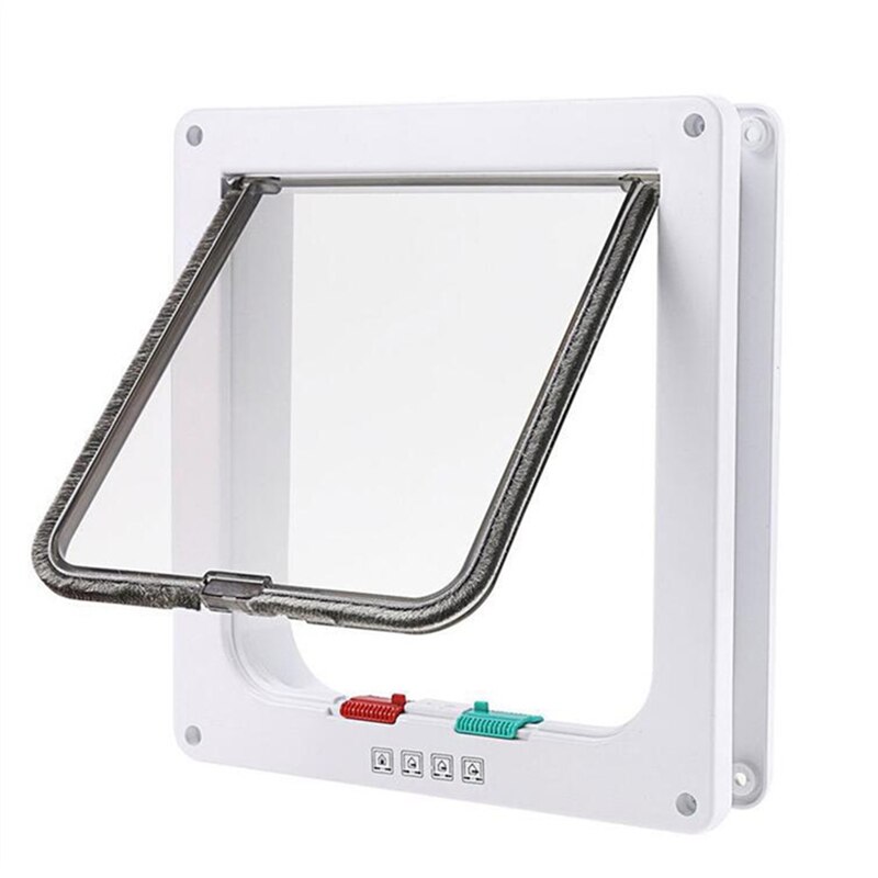 Hond Flap Deur Smart Security 4 Manier Lock Abs Plastic Deur Bestuurbare Schakelaar Richting Hond Kat Gate S/M/L/Xl 5 Kleuren: White / M 20X19X5.5cm