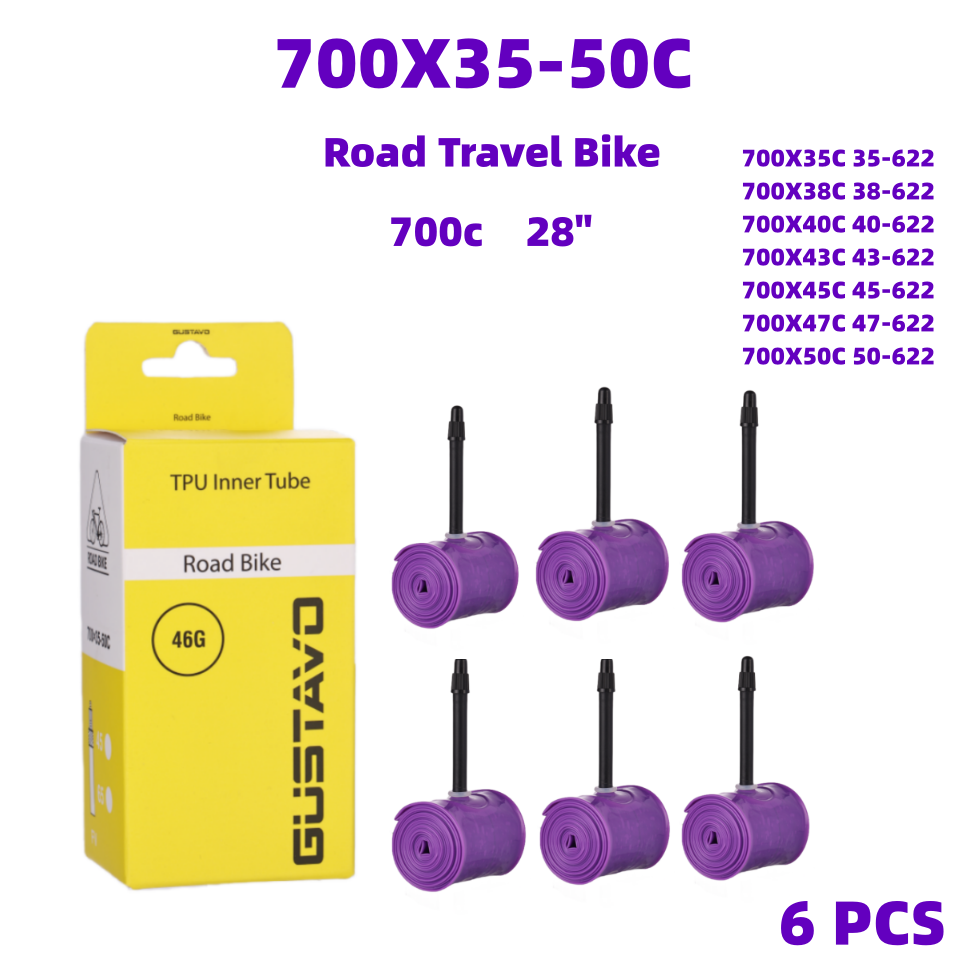 GUSTAVO Gravel Road Bike Inner Tube 700c X 23-32 / 35-50c TPU Material Tire MTB 29x1.5-1.95C 45mm 65mm Length French Valve: green / 60mm