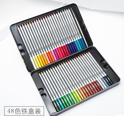 Deli Water Color Pencil Set 24/36/48/72 Colors Soluble Pencil For Drawing Painting Sketch Tin iron/Paper Box Art School Supplies: 48pcs iron box