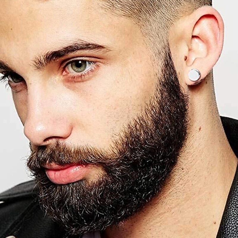 10 Pairs of Stainless Steel Stud Earrings Unisex Round CZ Earring Set Steel Color Black 6mm