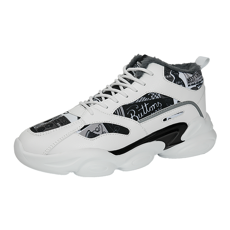 Herfst En Winter Warm En Fluwelen Sport Schoenen Mannen Wilde Oude Schoenen Mannen Casual Trendy Schoenen Ins Hong kong Stijl Katoenen Schoenen: Black / 7.5