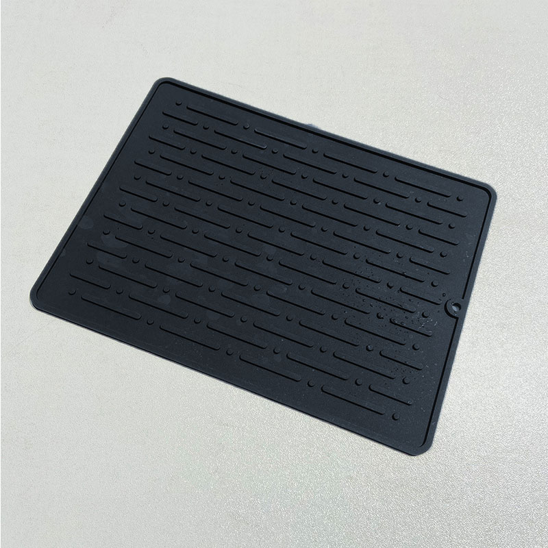 Duurzaam Siliconen Gerechten Protector Sink Mat Tafel Keuken Thuis Anti Slip Drogen Gerechten Afvoer Mat Hittebestendige Aanrecht Mat: Black / M