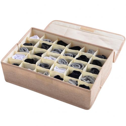 30 Grids Plastic Drawer Organizers Underwear Storage Drawer Organizer Drawer Divider Closet for Bra Socks Clothes Storage Case: Beige