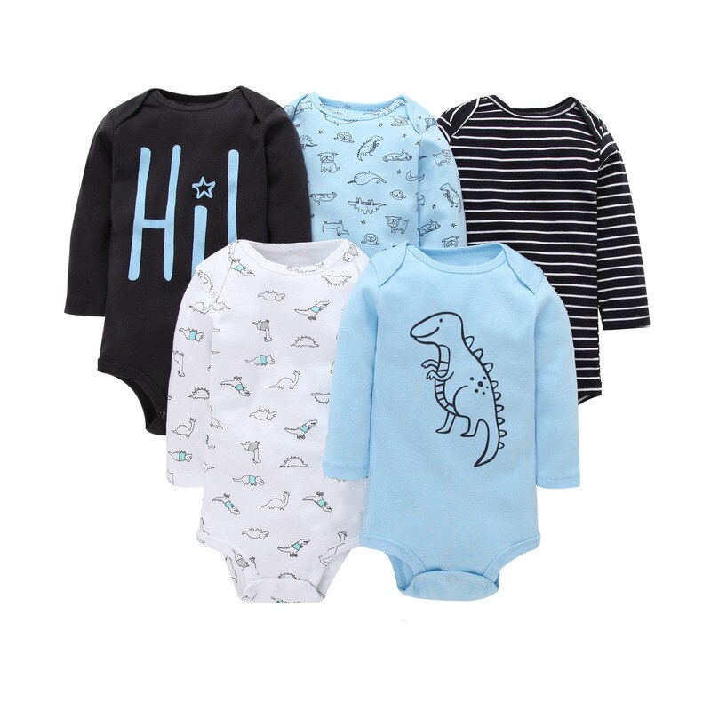 Dinosaurussen babykleding 3-12m kinder bodysuits voor babyjongens katoen 5 stuks pyjama lente kerst herfst lange mouwen voor jongens