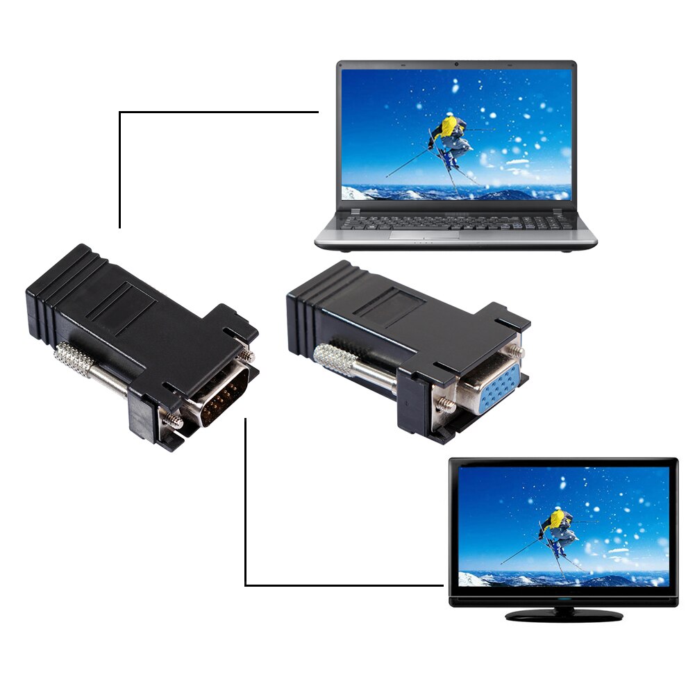 Adaptador adaptador de convertidor de Video extensor de conector VGA a RJ45 hembra/macho, Accesorios para ordenador portátil, piezas de PC de escritorio para Macbook