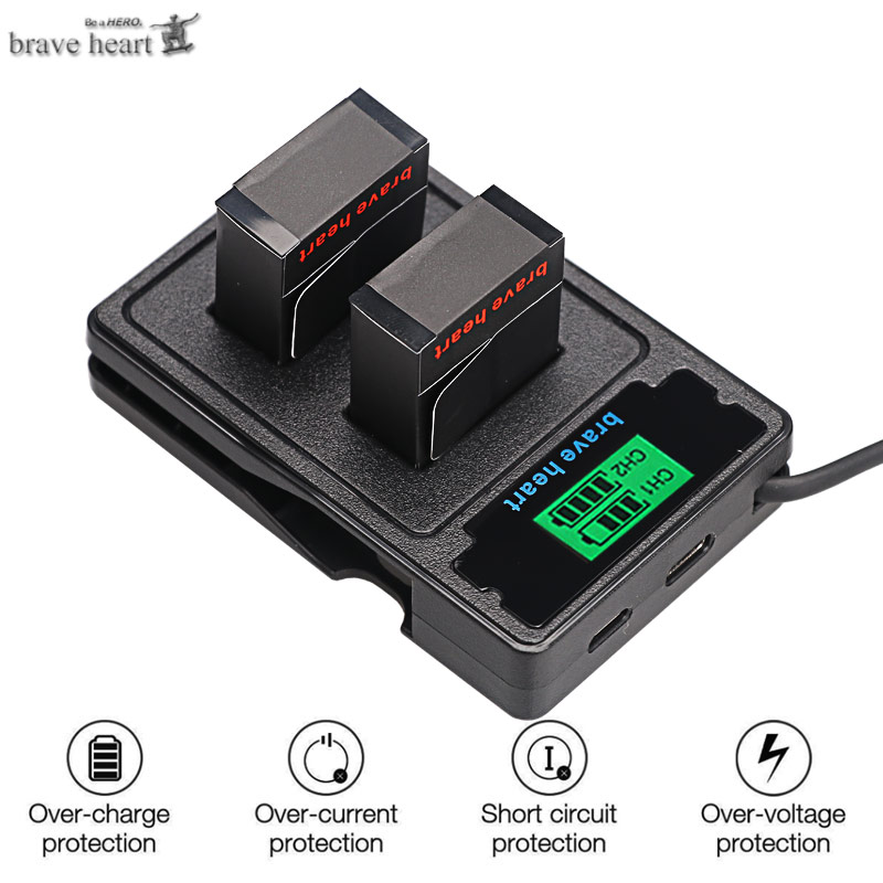 Høj kapacitet bateria hero 3 gopro hero 3 batteri + type-c usb-oplader + batterikasse til gopro go pro hero 3 3+  kamera tilbehør