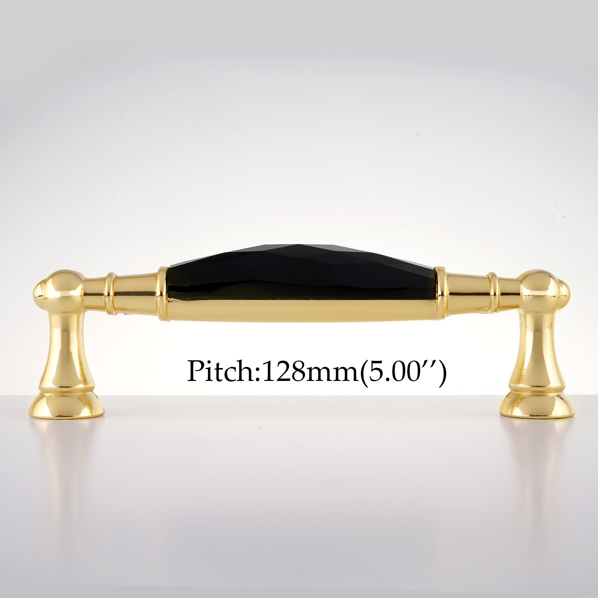 3.5 ''/5.0'' Crystal Meubels Handvatten Gold Lange Bar Deur Kast Handvatten Lade Trekt Keuken Kast Knoppen: Black 128mm
